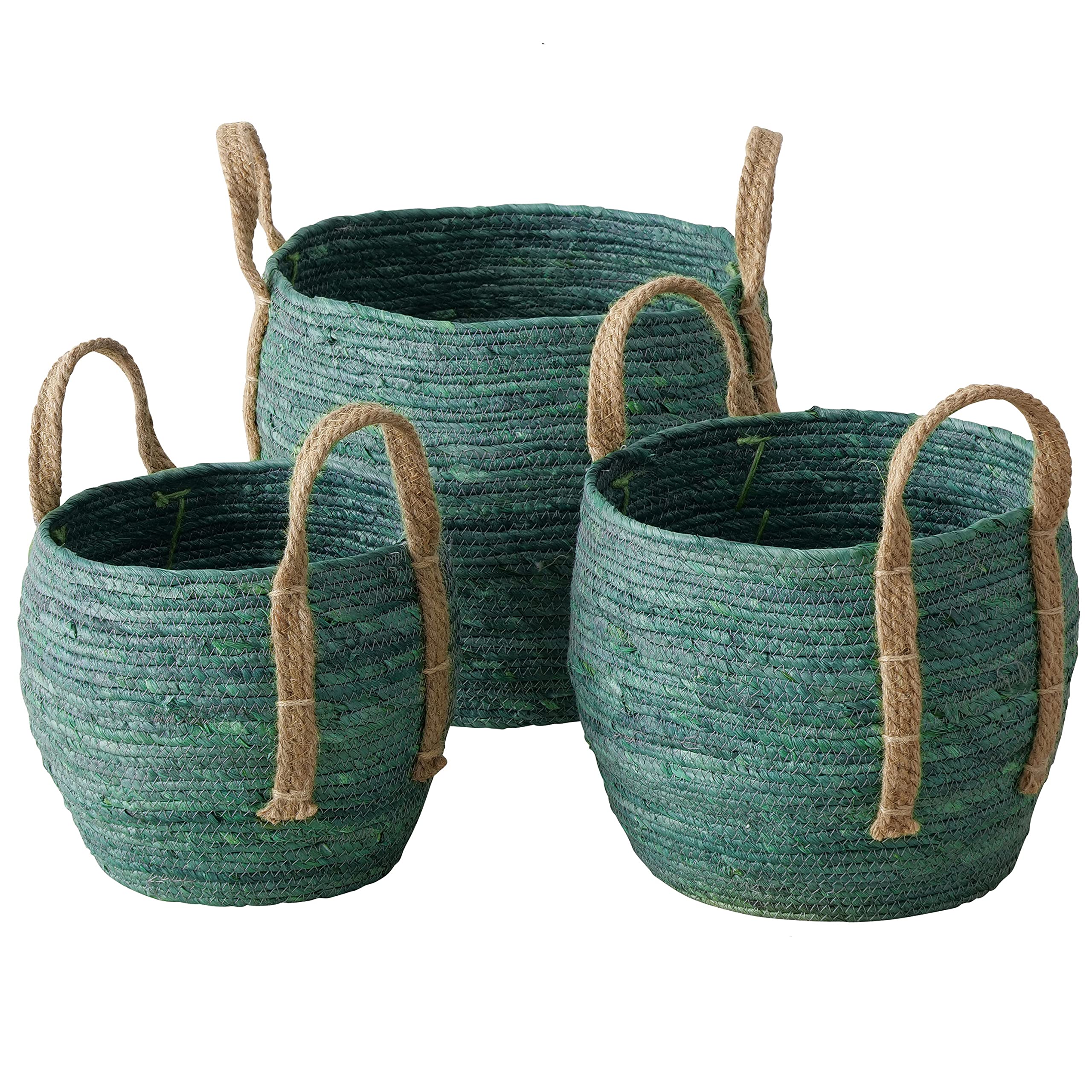 Amazon.com: Farmers 3 Piece Sage Green Corn Husk Basket Set | Dye